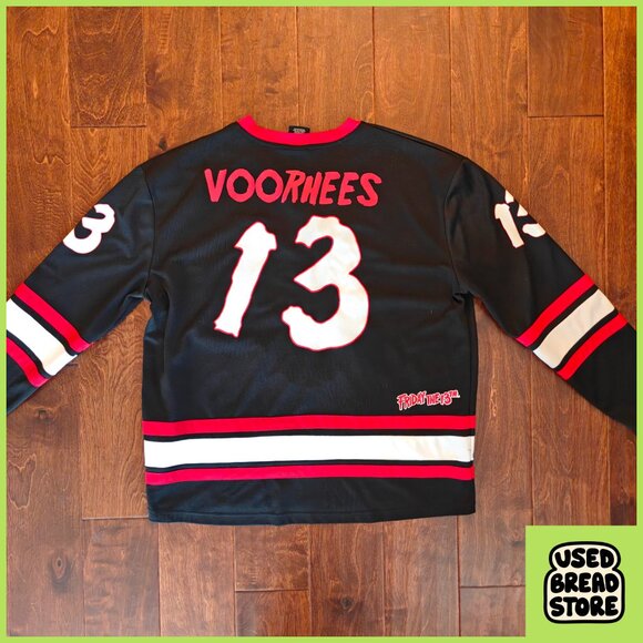 Friday the 13th Jason Voorhees Hockey Jersey Shirt 2XL Black Red Horror Blood - Picture 2 of 7